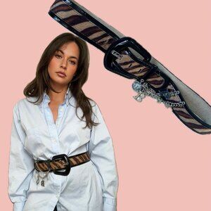 Y2K Baby Phat Animal Print Belt with Charms -  Iconic Y2K Baby Phat Belt